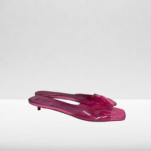 Schutz Sandal Zora Metallic Barbie Style Magenta Pink Kitten Heel Slide Size 38